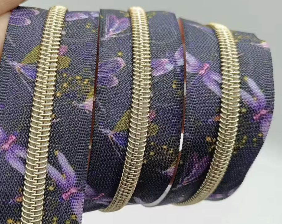 #5 Purple Dragonfly Zipper Tape