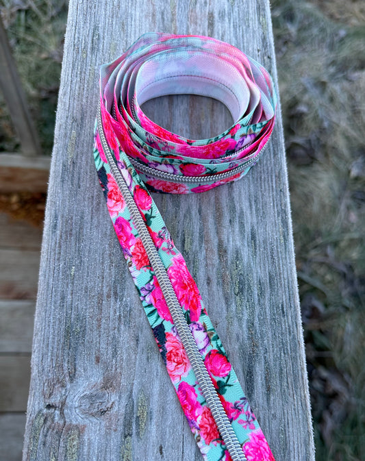 #5 Peony & Mint Nylon Zipper Tape