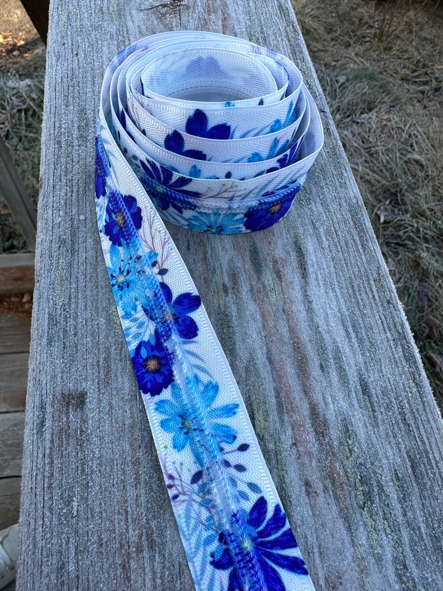 #5 Blue Floral Nylon Zipper Tape