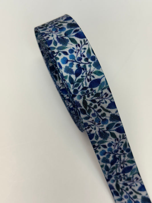 1" Blue Leaves Nylon Webbing (3)