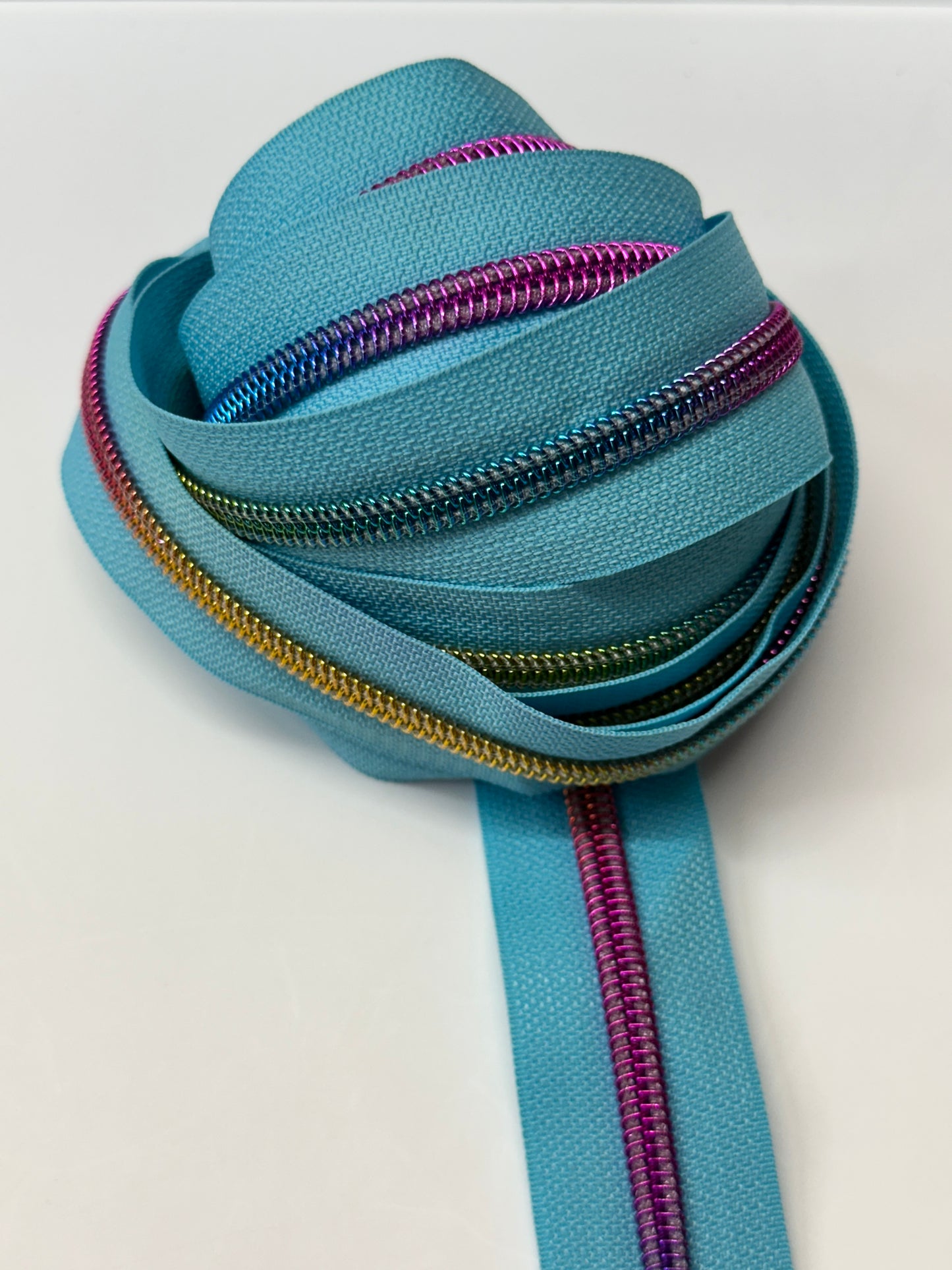 #5 Sky Blue Rainbow Nylon Zipper Tape