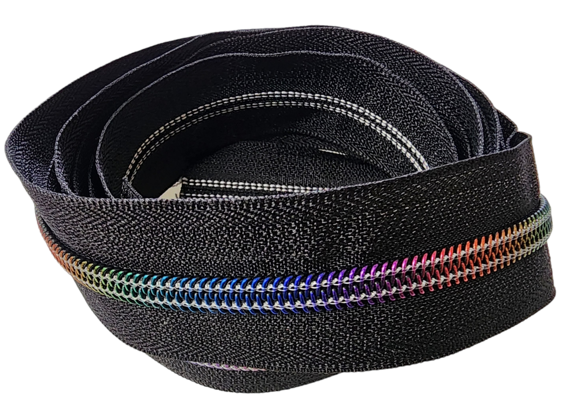 Rainbow Nylon Coil Zipper with Grey Tape & Rainbow Pulls - Zipper by the  Yard - Nylon Coil Zipper - Metallic Zipper