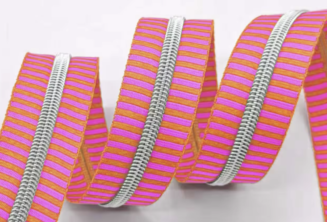 #5 Pink Orange Stripe Zipper Tape