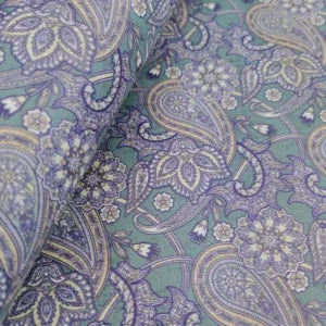 Teal/Purple Paisley Cork Fabric