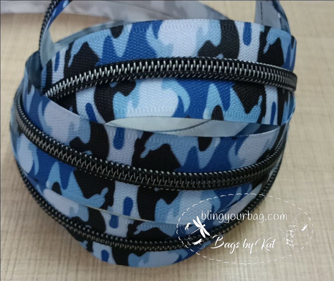 #5 Camo Blue Nylon Zipper Tape