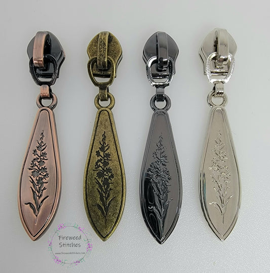 #5 Teardrop Fireweed Zipper Pulls Nylon