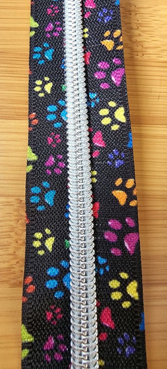 #5 Paw Print Nylon Zipper Tape