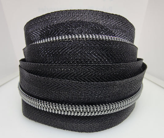 Metallic Black #5 Nylon Zipper Tape