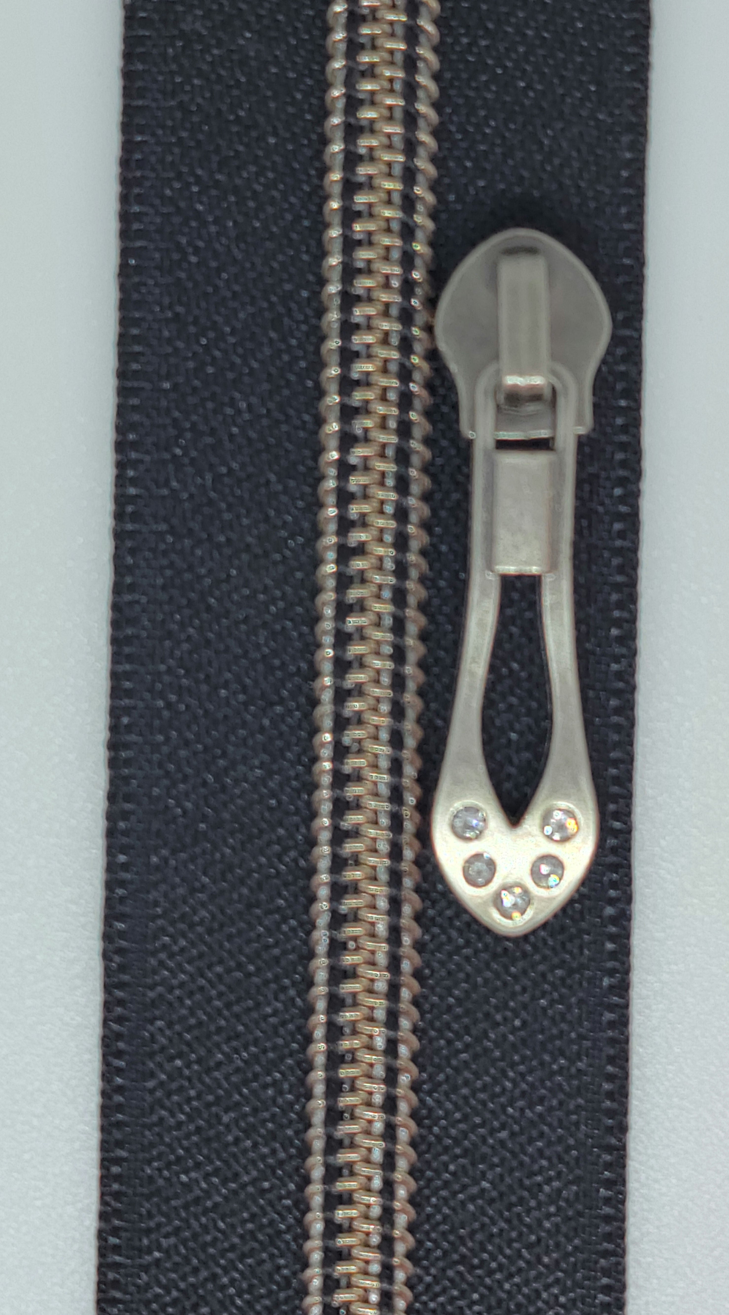 3 Nylon Zipper Tape - black silver - by the yard – Anna's Fabric