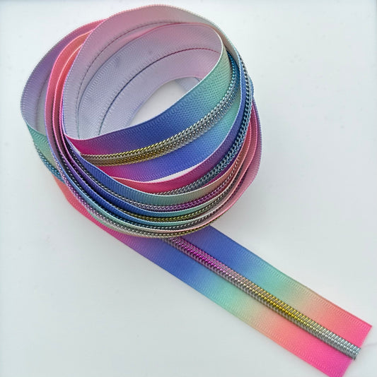 #5 Pastel Ombre Rainbow Nylon Zipper Tape