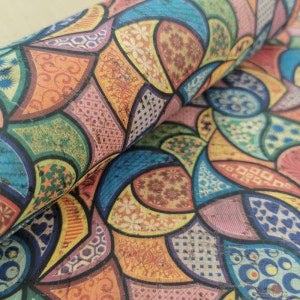 Abstract Bold Colors Cork Fabric