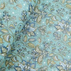 Blue Floral Vines Cork Fabric