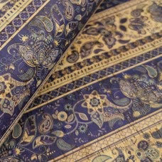 Blue Paisley Cork Fabric
