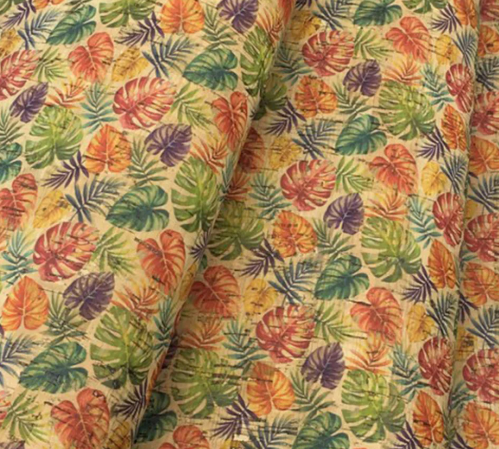 Colorful Leaf Cork Fabric