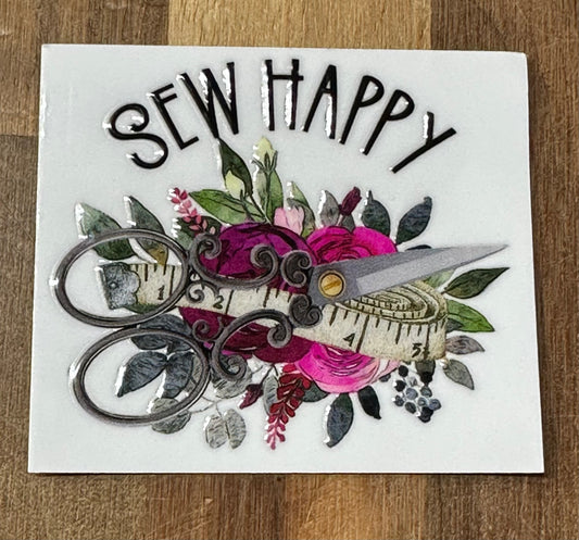 Sew Happy Red Sticker