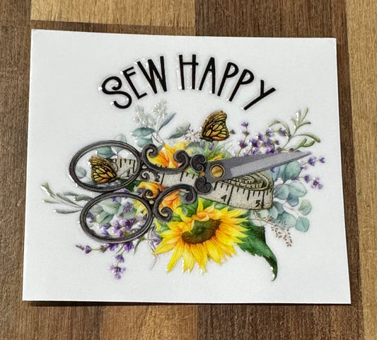 Sew Happy Yellow Sticker