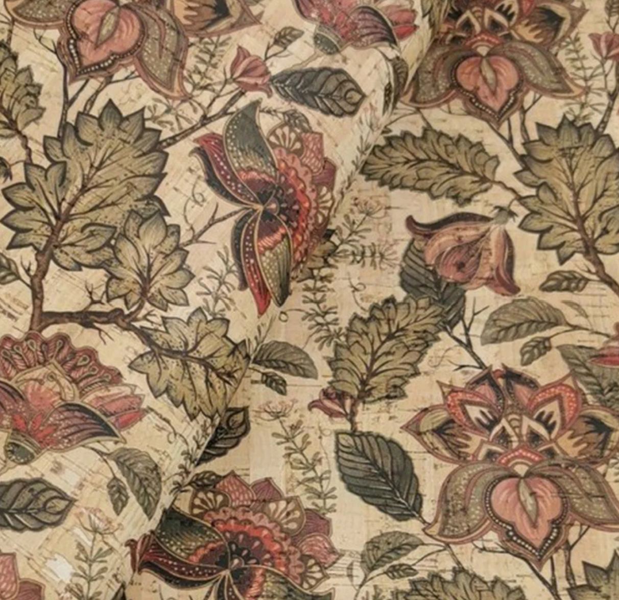 Green Leaf & Vines Cork Fabric