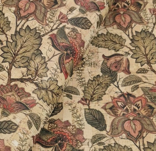 Green Leaf & Vines Cork Fabric