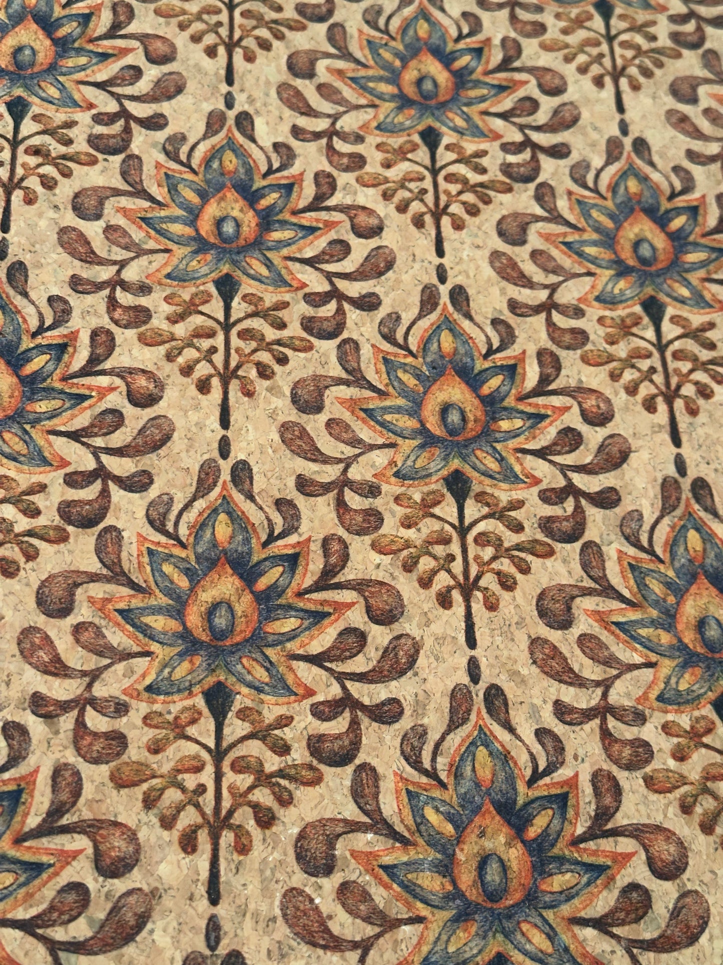 Damask Flower Cork Fabric