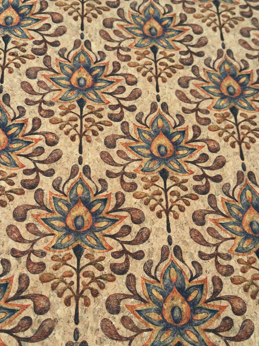 Damask Flower Cork Fabric