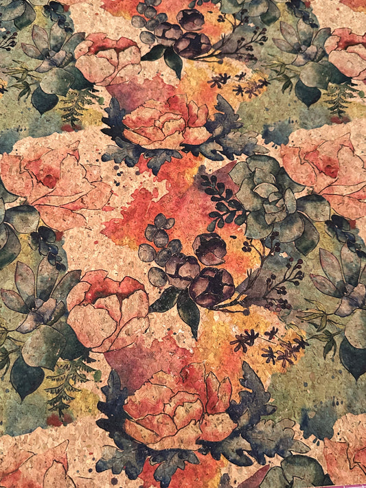 Garden Watercolor Cork Fabric