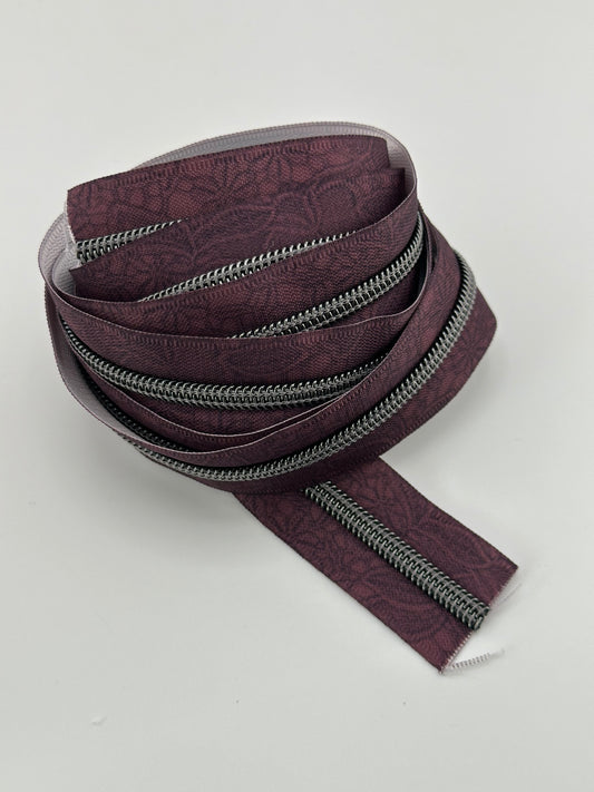 #5 Crimson Floral Zipper Tape