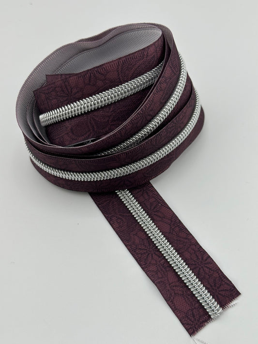 #5 Crimson Floral Zipper Tape