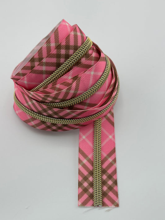 #5 Pink Plaid Zipper Tape