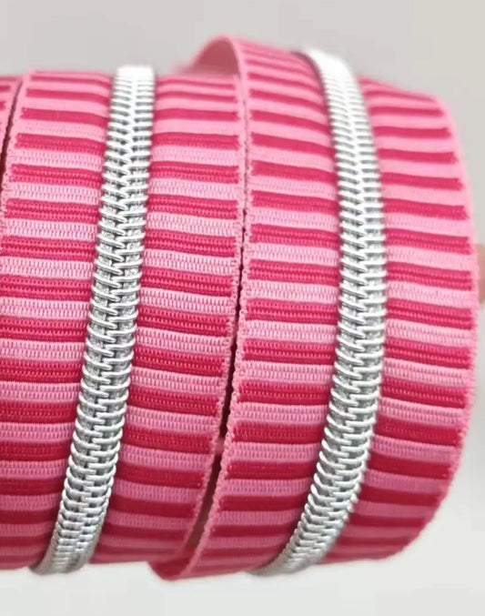 #5 Pink Stripe Zipper Tape