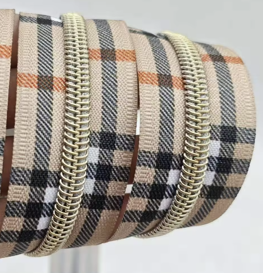 #5 Tan Plaid Zipper Tape