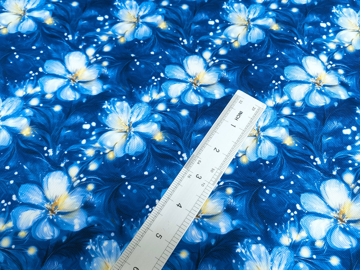 Bright Blue Floral Waterproof Canvas – Fireweed Stitches