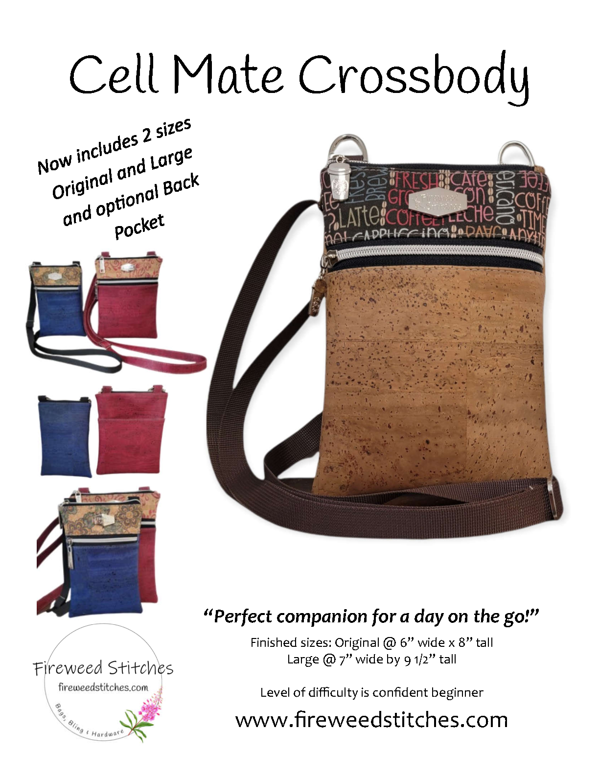 Leather Cell Crossbody With Zip Back Pocket, Handbags