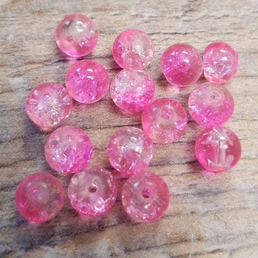 Crackle Pink Glass Beads
