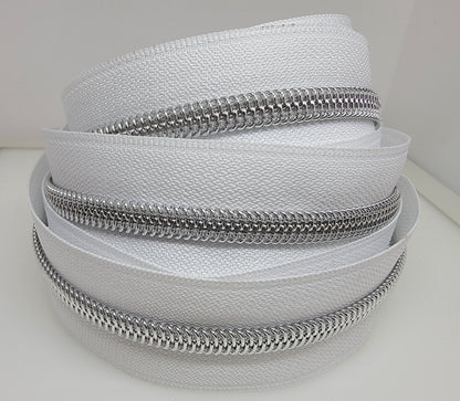 White #5 Nylon Zipper Tape