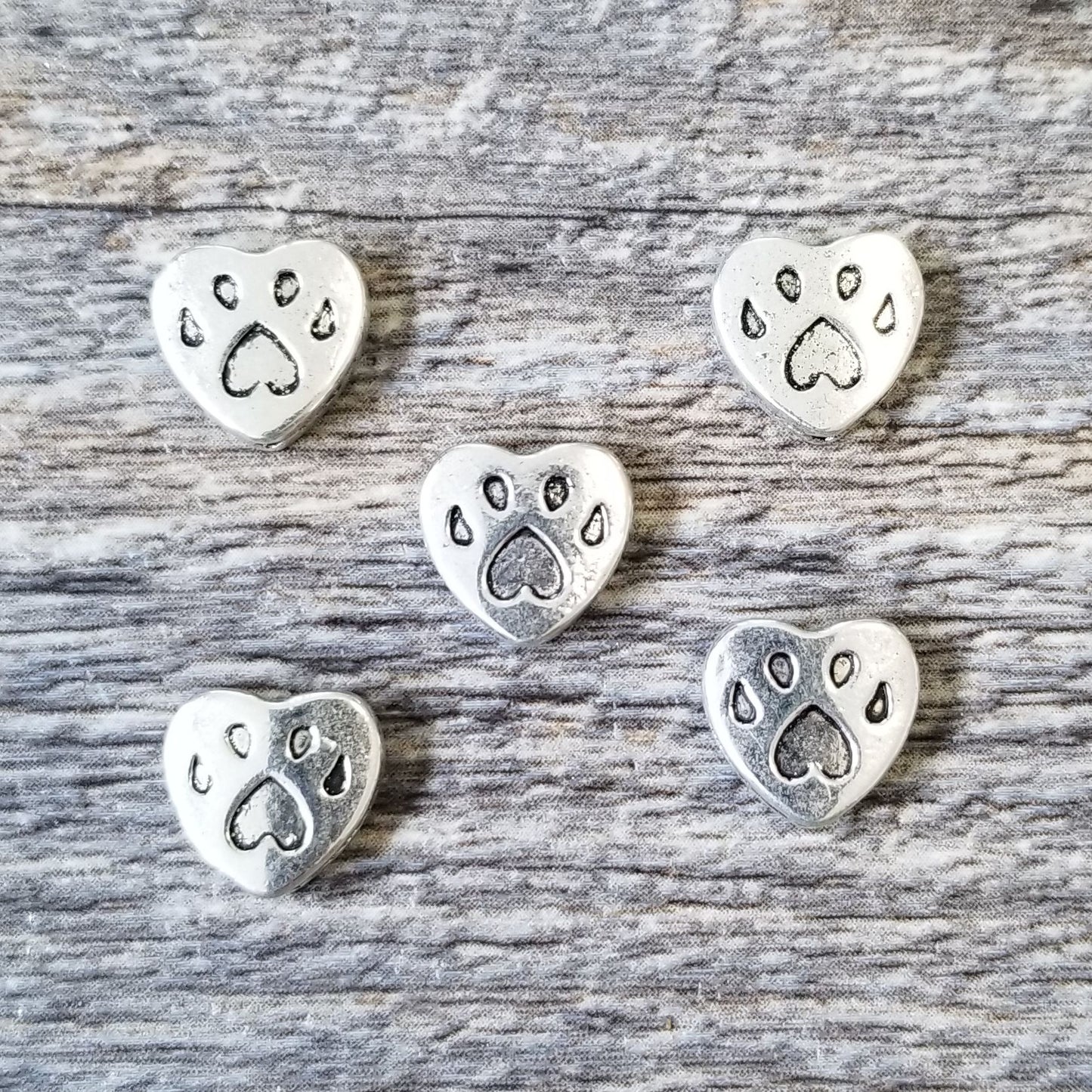 Heart Paw Spacer Charm (5)