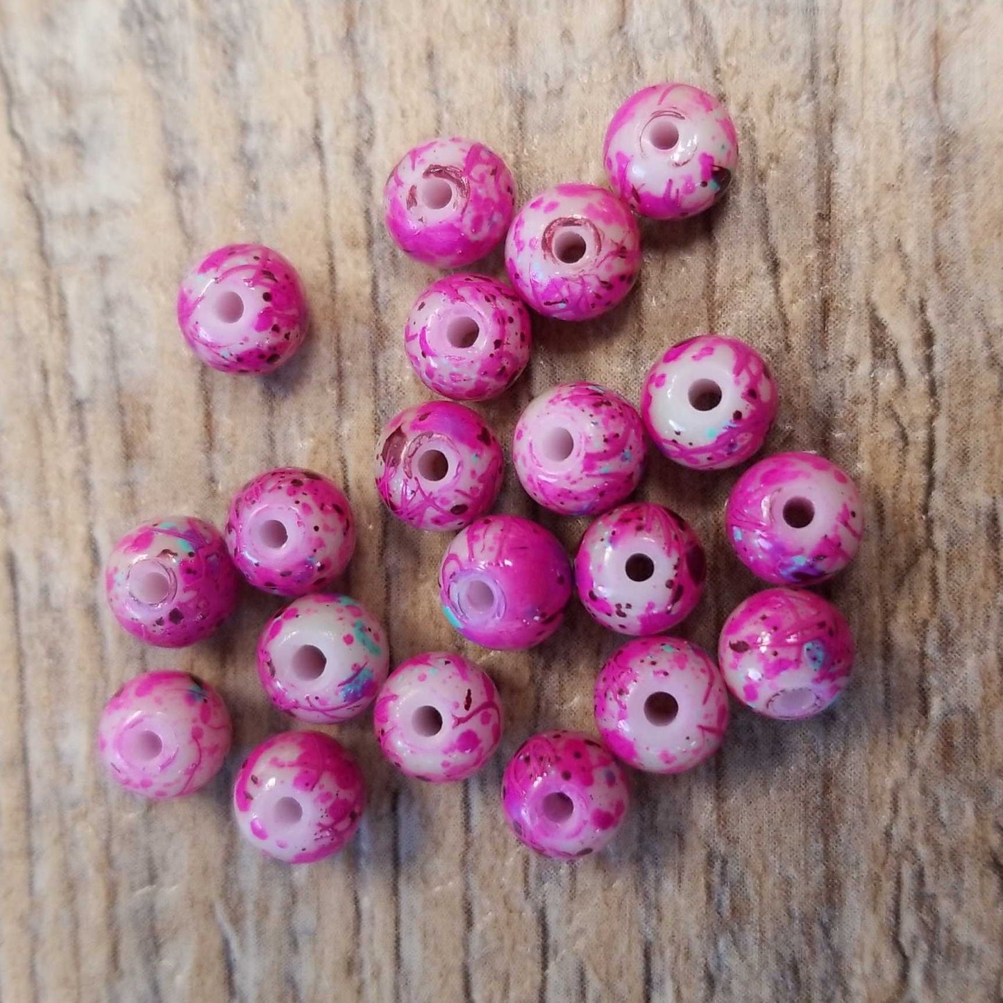 Dark Pink Speckle Glass Beads