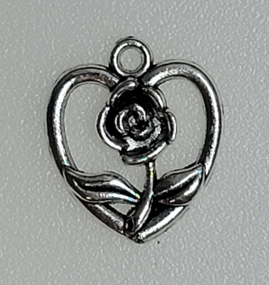 Rose Heart Charms (5)