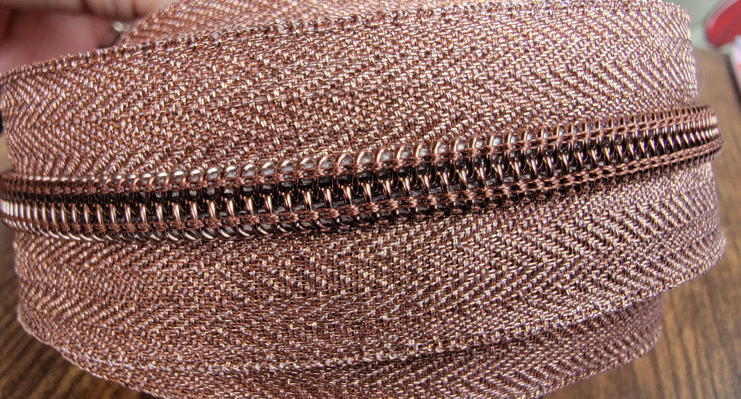 Metallic Copper #3 Nylon Zipper Tape